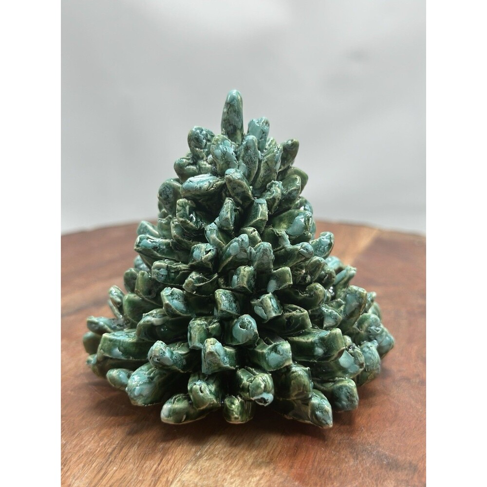 Pottery Handmade Pine Tree Christmas Shelf Sitter Holiday Incredible